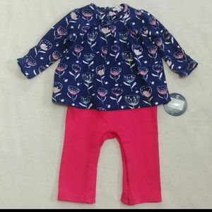 New Flower blue dress pink pants one piece 3 or 6m